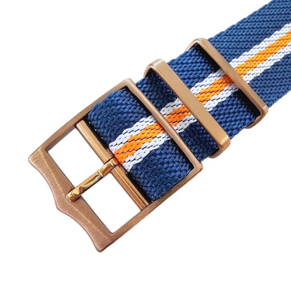 Bronze Buckle Single Pass Watch Strap Band Nylon 20mm 22mm