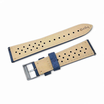 Italian Suede Rally Watch Strap 20mm 22mm Cobalt Blue