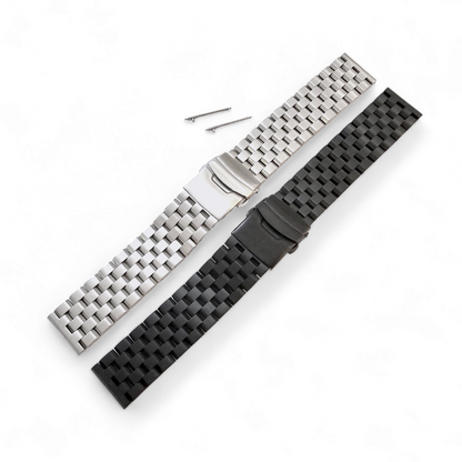Solid Stainless Steel Watch Strap Band Bracelet Heavy Black PVD 20mm 22mm Mens