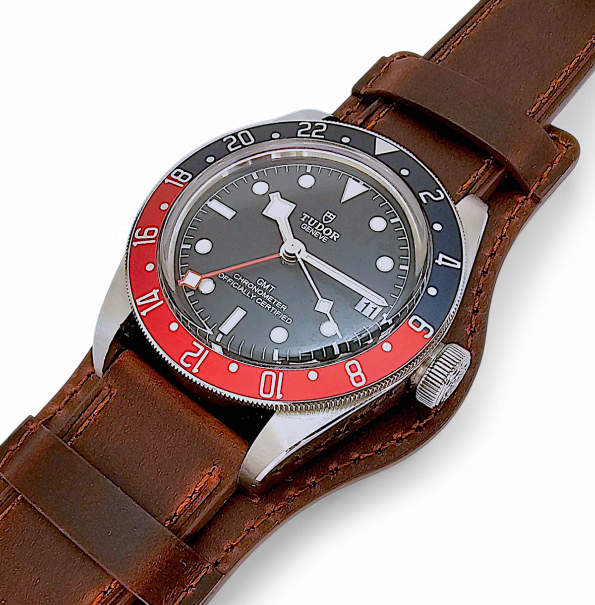 Horween Leather Bund Watch Strap Band Custom Handmade Military Cuff 20mm 22mm UK