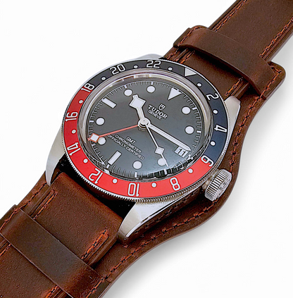 Horween Leather Bund Watch Strap Band Custom Handmade Military Cuff 20mm 22mm UK