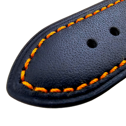 Premium Leather Rally Racing Watch Strap Band 18 20 22 24 mm Black Red Orange UK