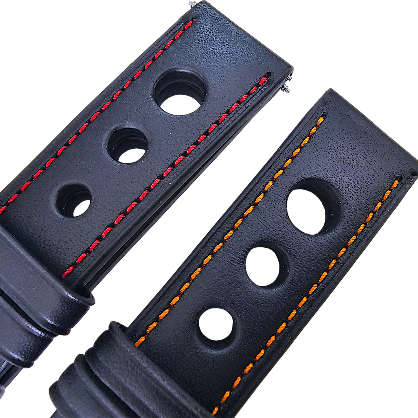 Premium Leather Rally Racing Watch Strap Band 18 20 22 24 mm Black Red Orange UK