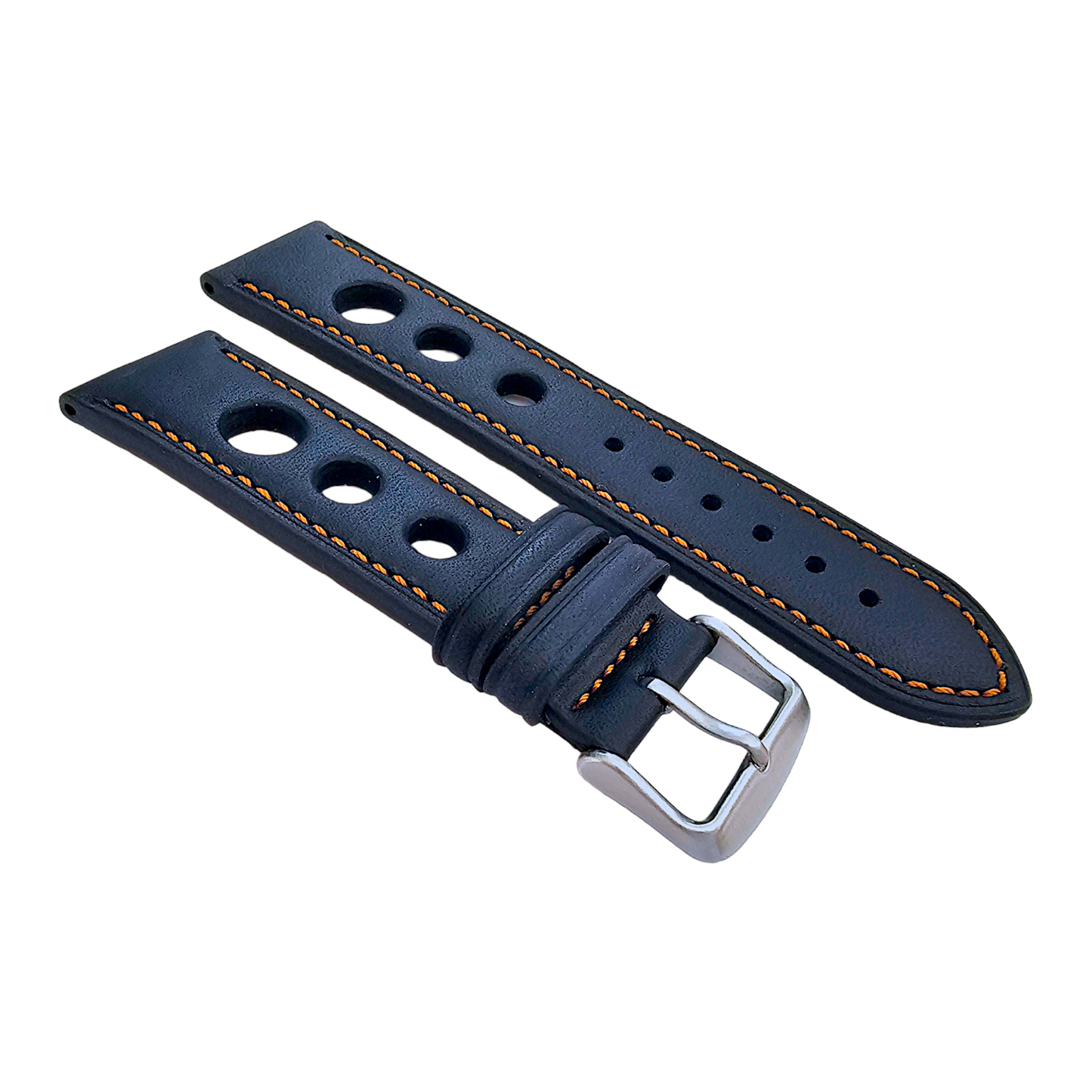 Premium Leather Rally Racing Watch Strap Band 18 20 22 24 mm Black Red Orange UK