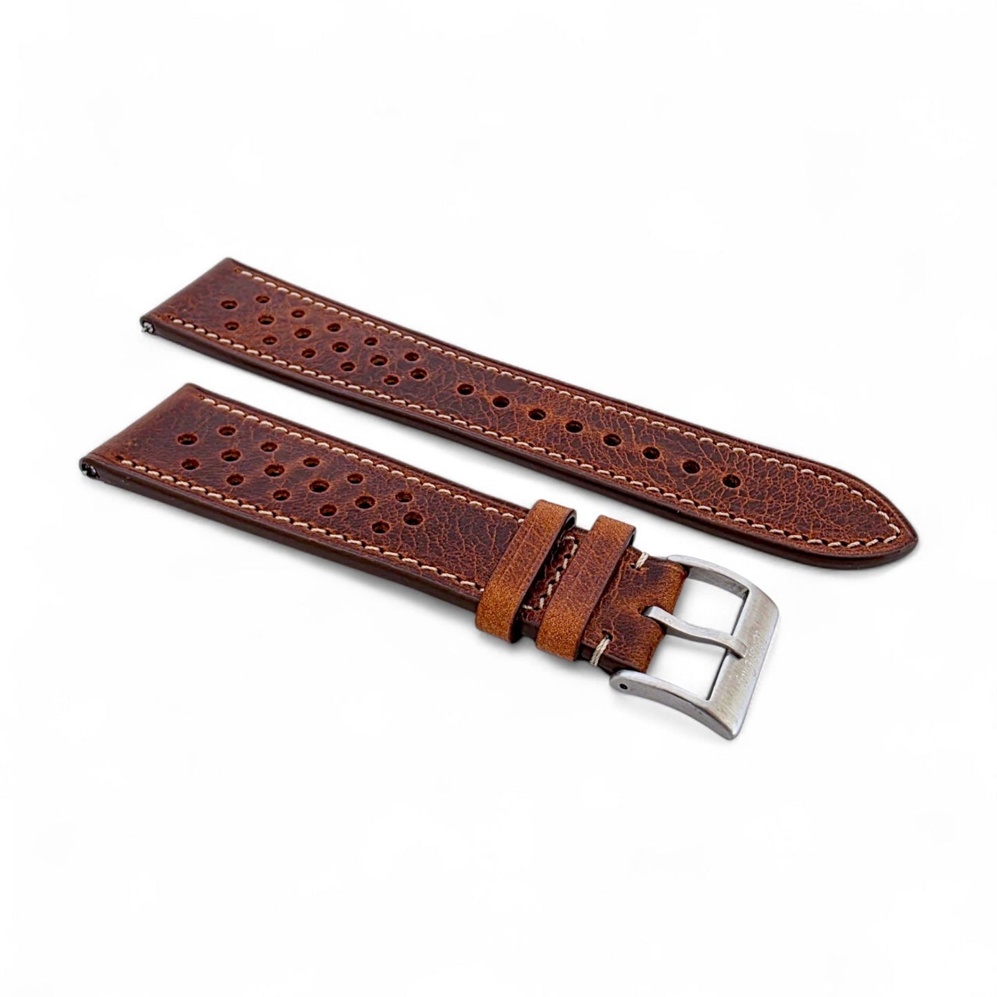 Genuine Full Grain Leather Badalassi Carlo Rally Watch Strap 20mm 22mm Dark Brown