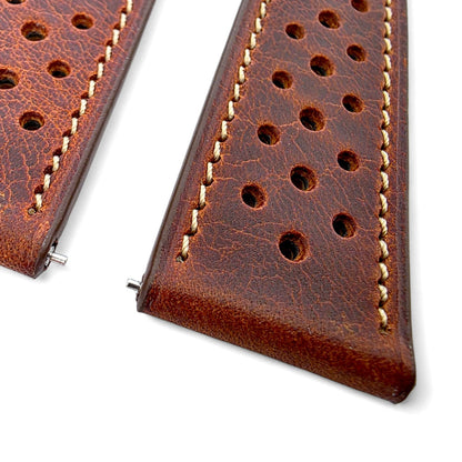 Genuine Full Grain Leather Badalassi Carlo Rally Watch Strap 20mm 22mm Dark Brown