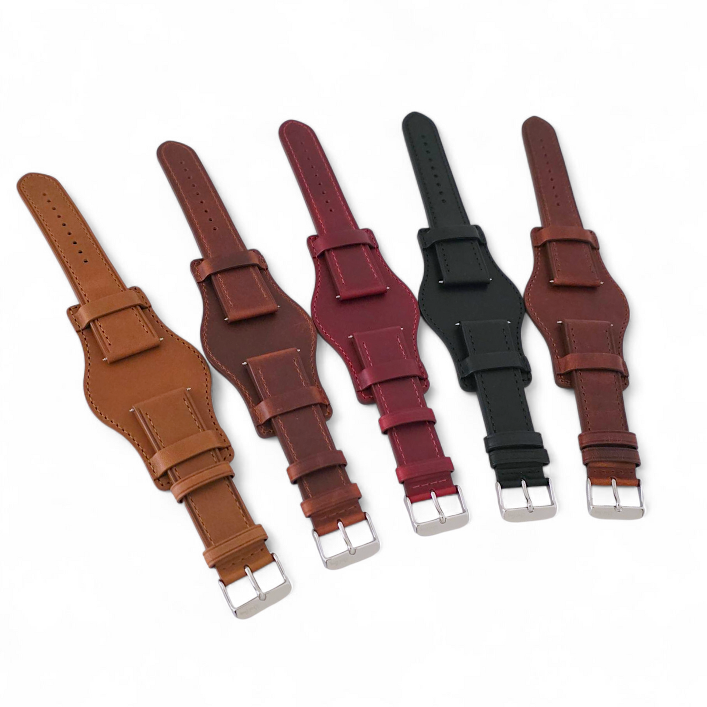Horween Leather Bund Watch Strap Band Custom Handmade Military Cuff 20mm 22mm UK