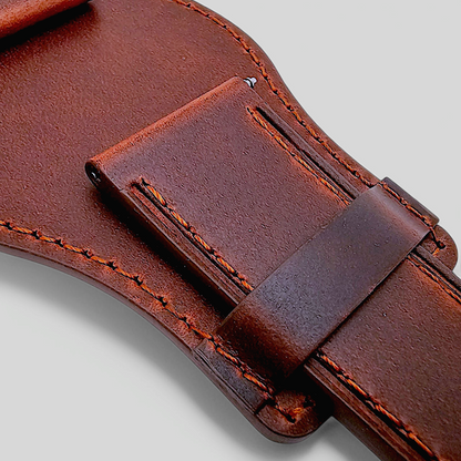 Horween Leather Bund Watch Strap Band Custom Handmade Military Cuff 20mm 22mm UK