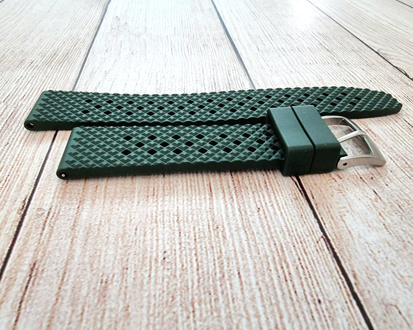 FKM Rubber Honeycomb Divers Watch Strap Band 20mm 22mm Green
