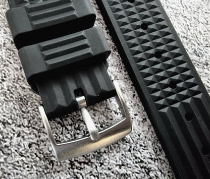 FKM Rubber Waffle Divers High Quality Watch Strap Band 20mm 22mm Black