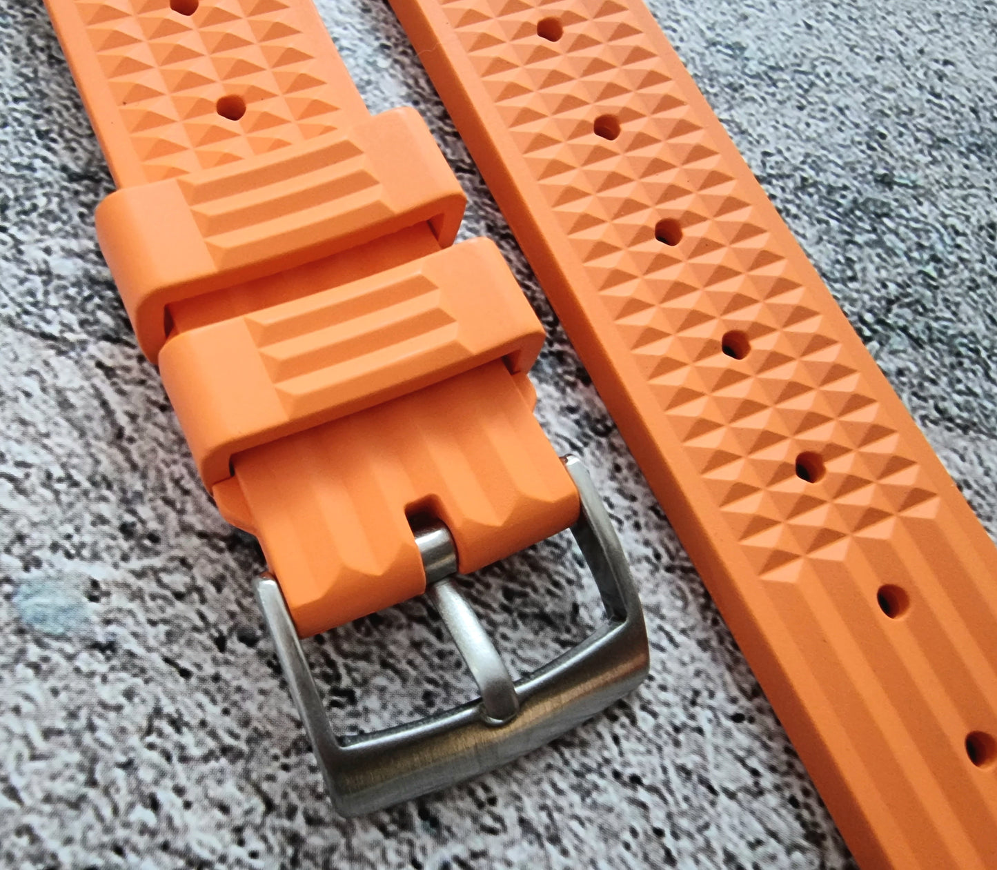 FKM Rubber Waffle Divers High Quality Watch Strap Band 20mm 22mm Orange