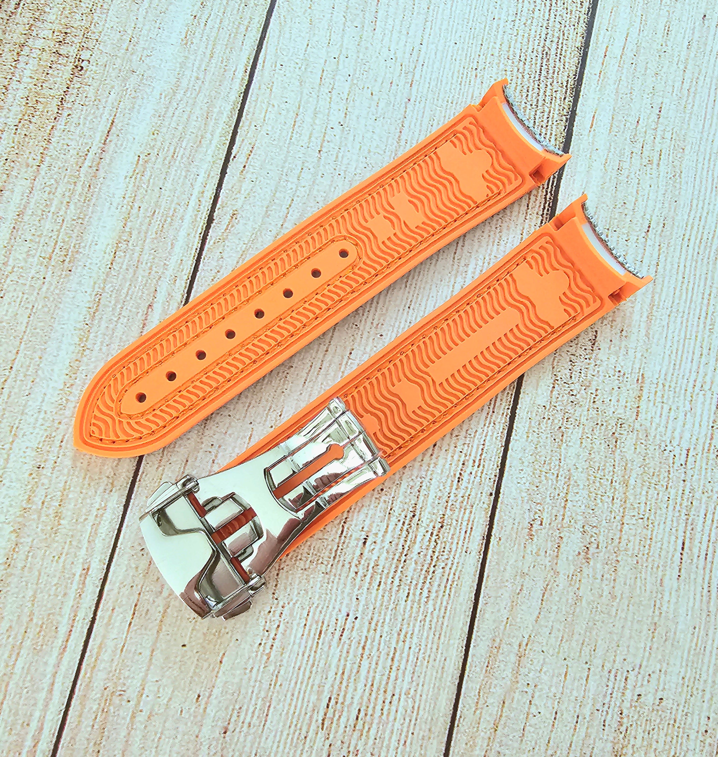 Orange leather discount watch strap 22mm