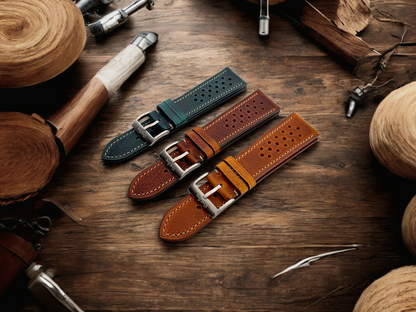 Genuine Full Grain Leather Badalassi Carlo Rally Watch Strap 20mm 22mm Dark Brown