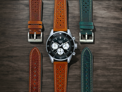 Genuine Full Grain Leather Badalassi Carlo Rally Watch Strap 20mm 22mm Dark Brown