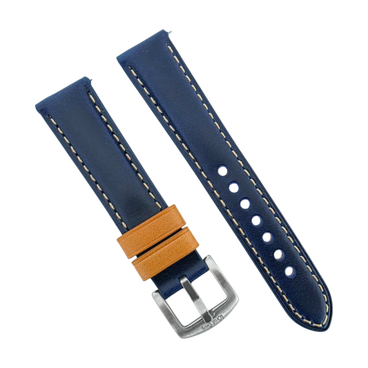 Padded Calf Skin Leather Watch Strap 20mm 22mm Blue