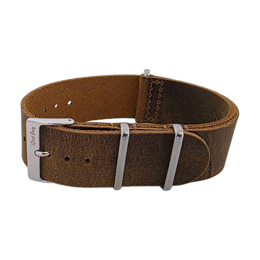 Italian Leather Military Watch Strap 18mm 20mm 21mm 22mm XL Chestnt Brown