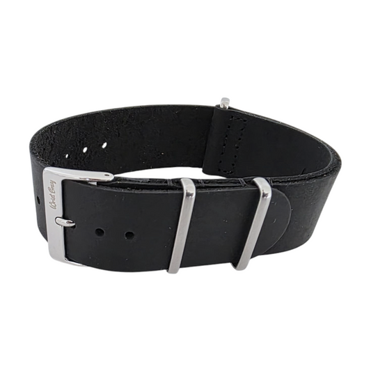 Italian Leather Military Watch Strap 18mm 20mm 21mm 22mm XL Black