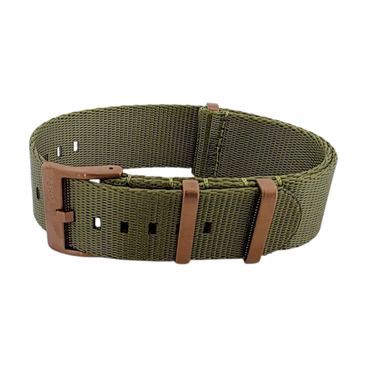 Bronze Military 1.4mm Thick Nylo  Watch Strap 20mm 22mm Army Green