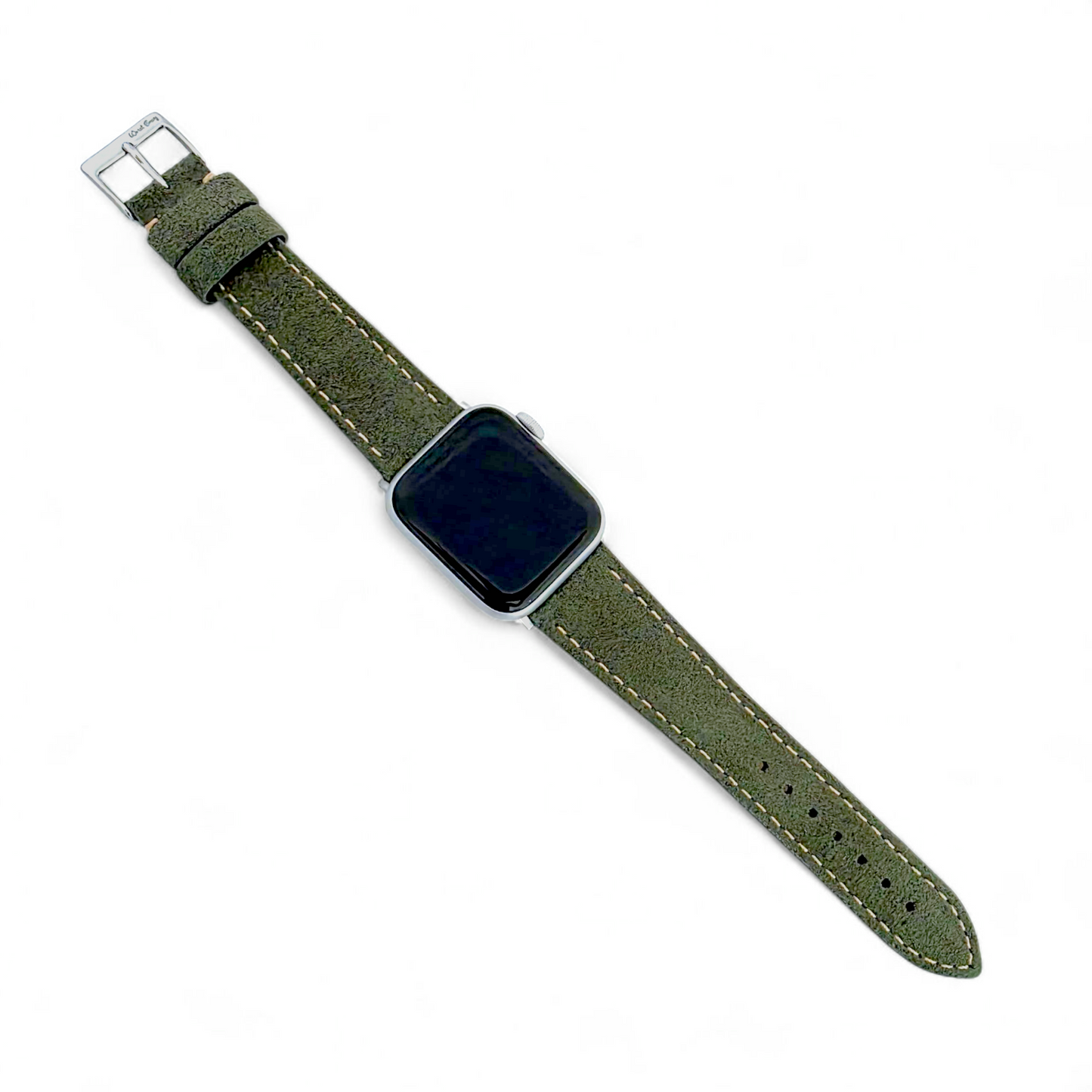 Luxury Italian Suede Strap For Apple Watch Olive Green