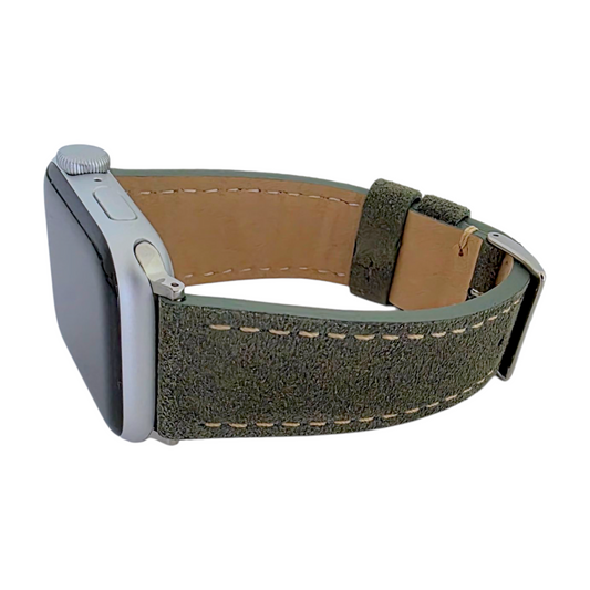 Luxury Italian Suede Strap For Apple Watch Olive Green