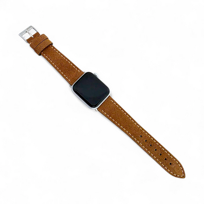 Luxury Italian Suede Strap For Apple Watch Caramel Brown