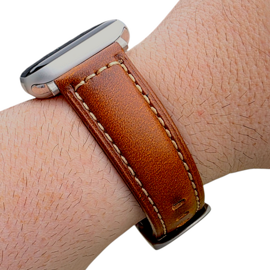 Full Grain Leather Strap For Apple Watch Tan Brown