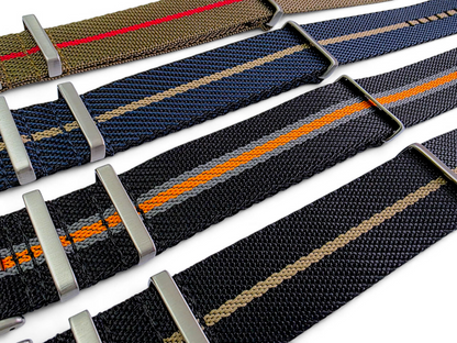 Aeris Flex Nylon Military Watch Strap Black Orange Grey 20mm 22mm
