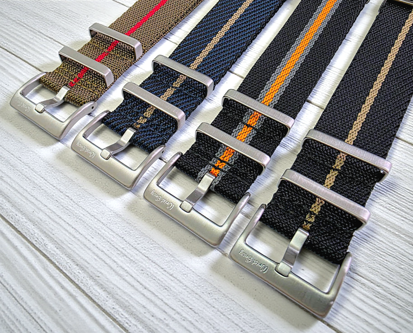 Aeris Flex Nylon Military Watch Strap Black Orange Grey 20mm 22mm