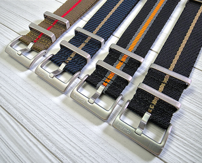 Aeris Flex Nylon Military Watch Strap Black Orange Grey 20mm 22mm