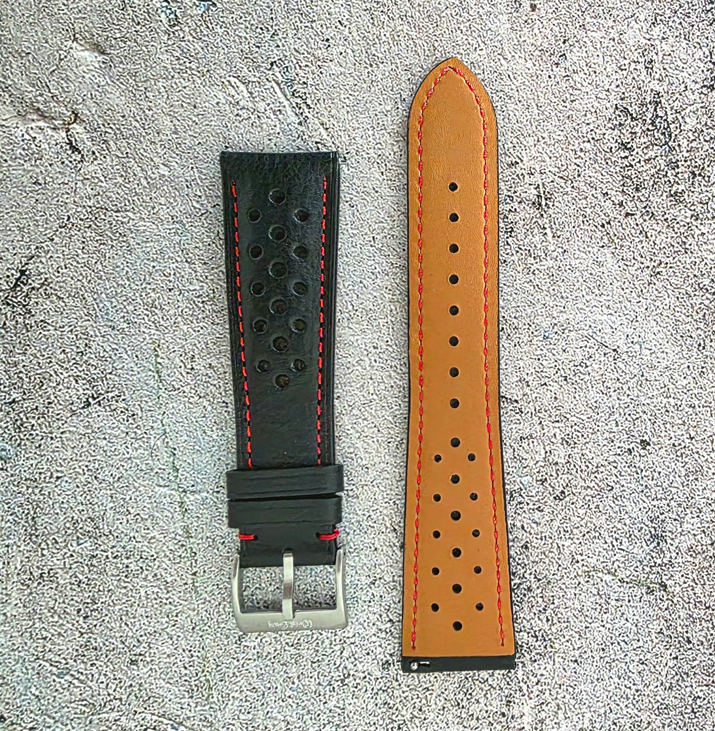 Badalassi Carlo Rallye-Uhrenarmband aus echtem Vollnarbenleder, 20 mm/22 mm, Goldbraun