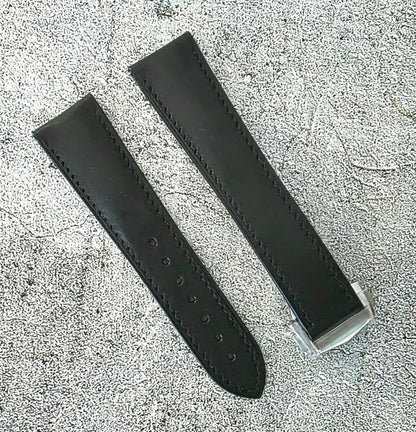 French Novanappa Leather Deployant Strap 19mm 20mm 21mm 22mm Black