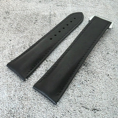 French Novanappa Leather Deployant Strap 19mm 20mm 21mm 22mm Black