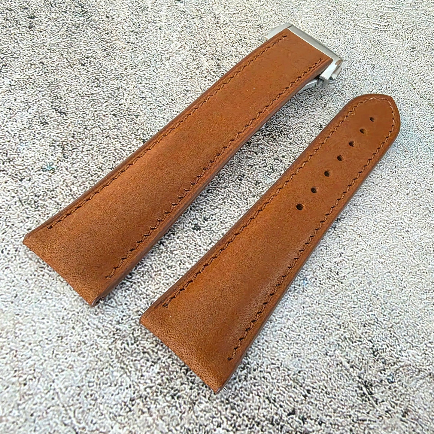 French Novanappa Leather Deployant Strap 19mm 20mm 21mm 22mm Golden Brown