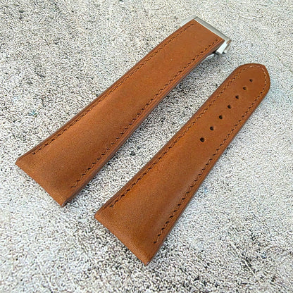 French Novanappa Leather Deployant Strap 19mm 20mm 21mm 22mm Golden Brown