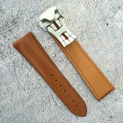 French Novanappa Leather Deployant Strap 19mm 20mm 21mm 22mm Golden Brown
