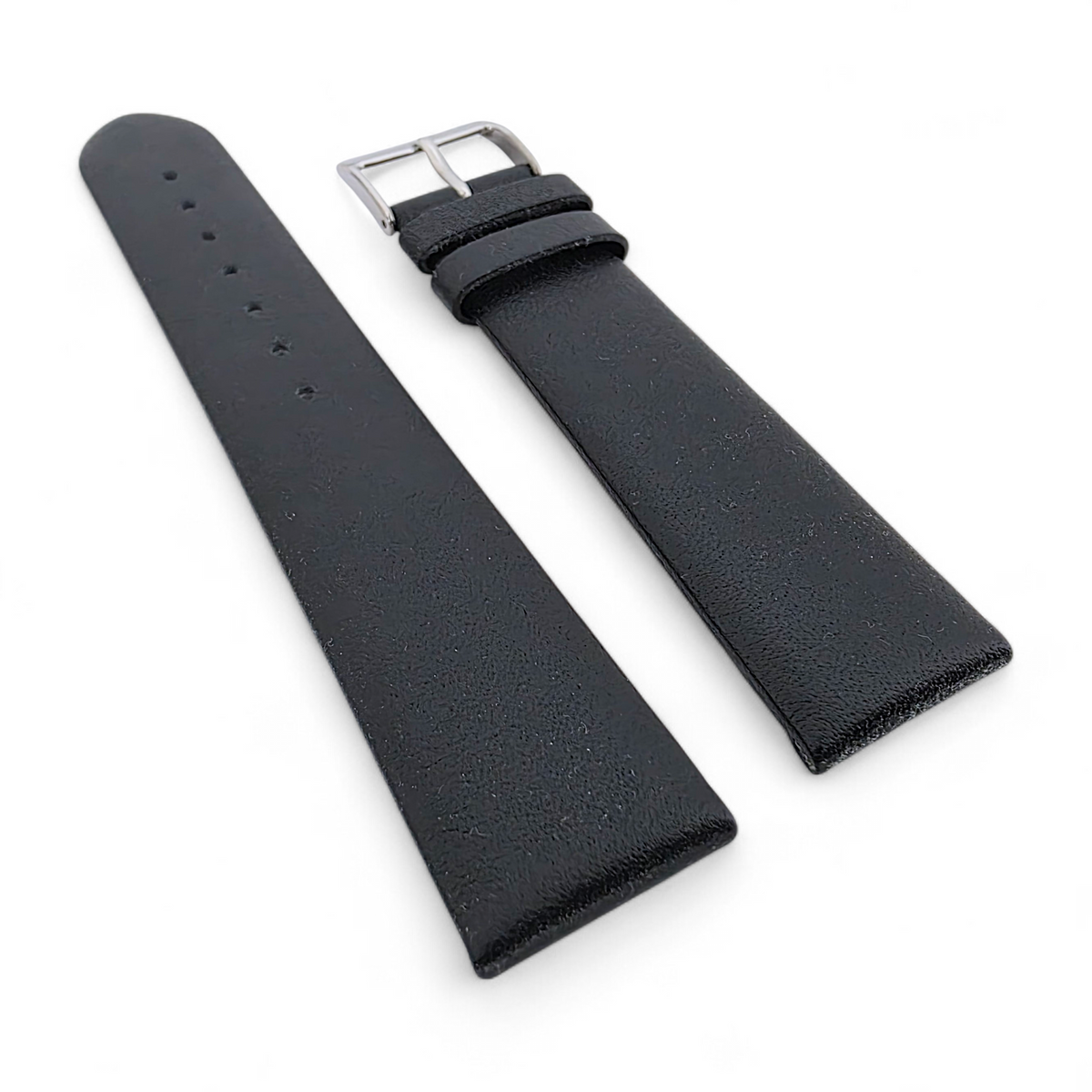 Infinity Edge Italian Leather Watch Strap 18mm 20mm Black