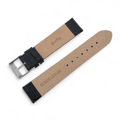 Infinity Edge Italian Leather Watch Strap 18mm 20mm Black