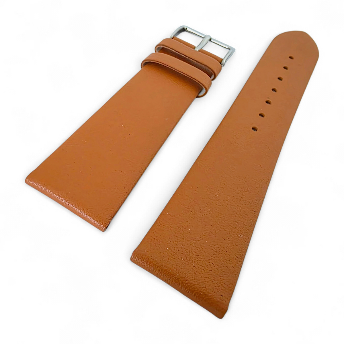 Infinity Edge Italian Leather Watch Strap 18mm 20mm Orange Tan