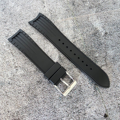 Curved End Premium Silicone Watch Strap 20mm 22mm Black