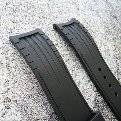 Curved End Premium Silicone Watch Strap 20mm 22mm Black