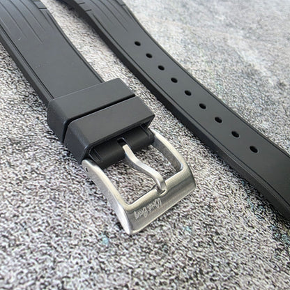 Curved End Premium Silicone Watch Strap 20mm 22mm Black