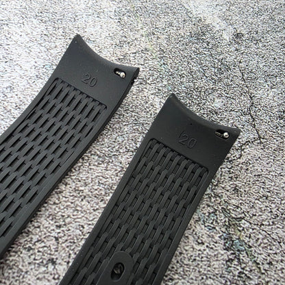 Curved End Premium Silicone Watch Strap 20mm 22mm Black