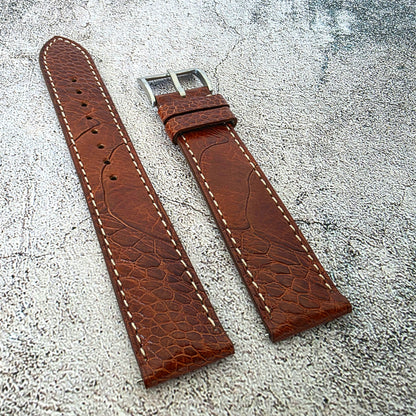 South African Ostrich Shin Strap 20mm Chestnut
