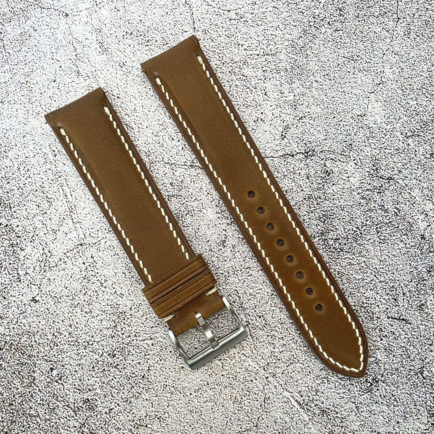 Shell Cordovan Hand Stitched Leather Strap 20mm