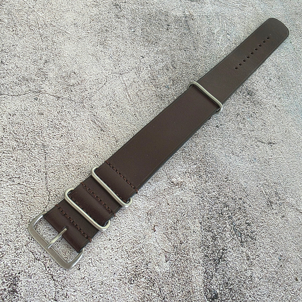 French Novonappa Leather One Piece Strap 20mm Dark Brown