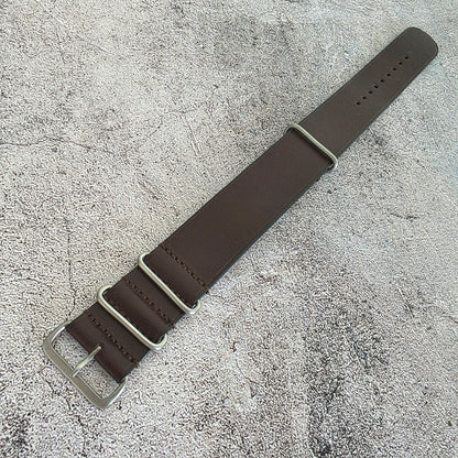 French Novonappa Leather One Piece Strap 20mm Dark Brown