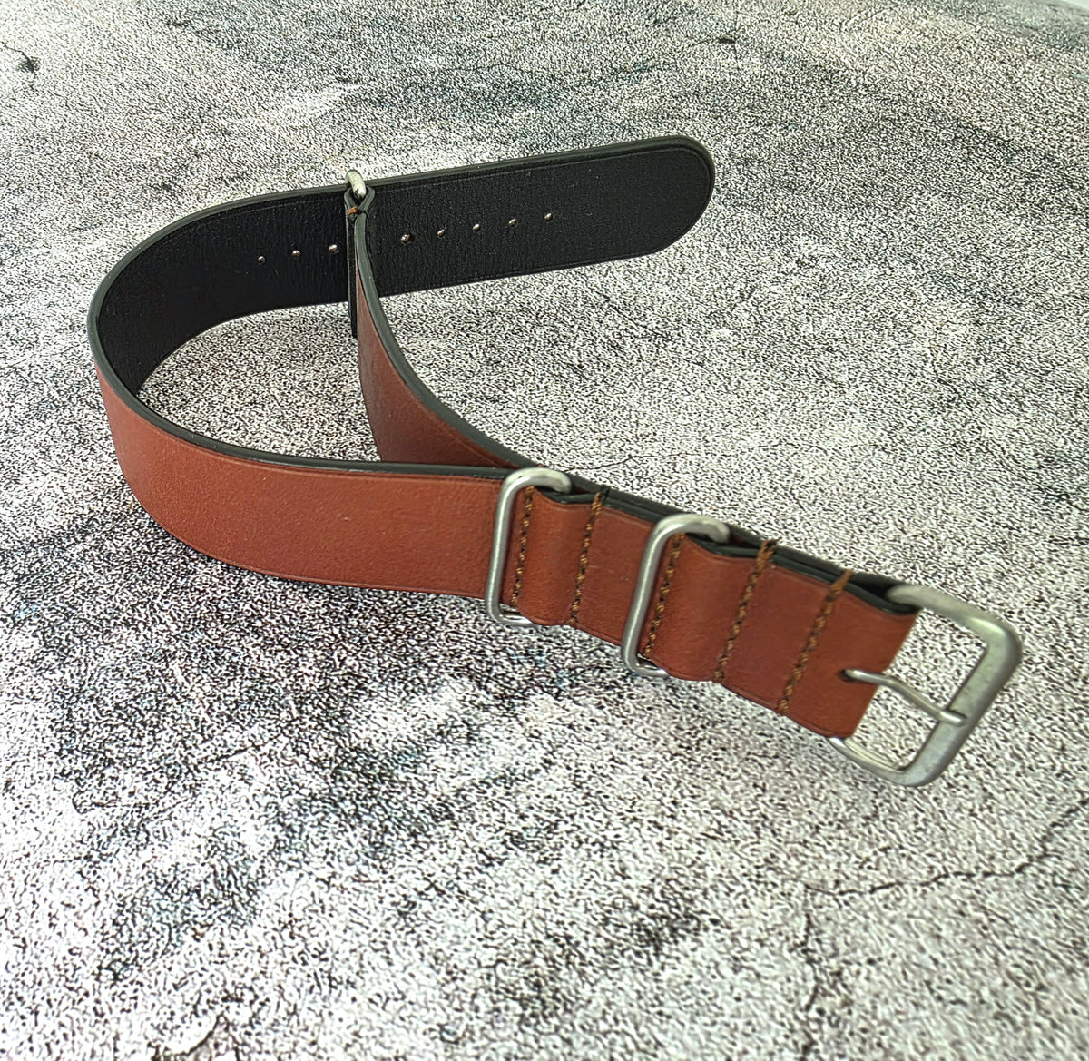 French Novonappa Leather One Piece Strap 20mm Brown