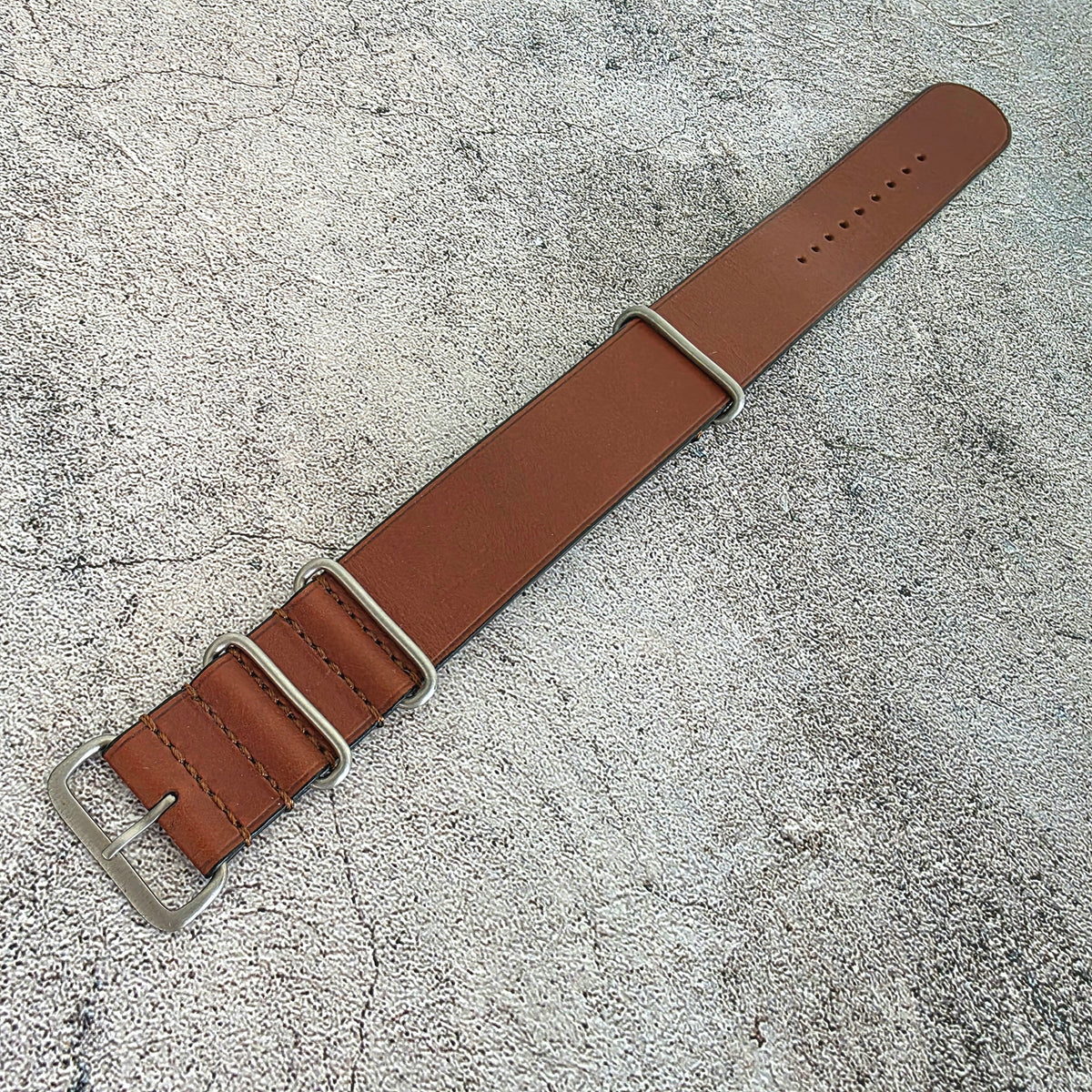 French Novonappa Leather One Piece Strap 20mm Brown