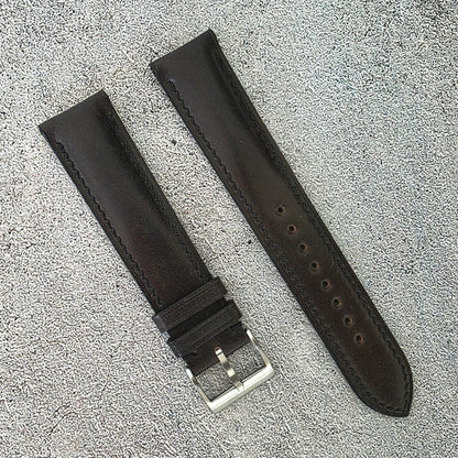 Shell Cordovan Hand Stitched Leather Strap 20mm Black