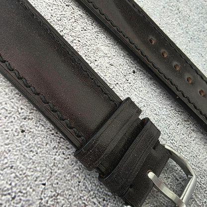 Shell Cordovan Hand Stitched Leather Strap 20mm Black